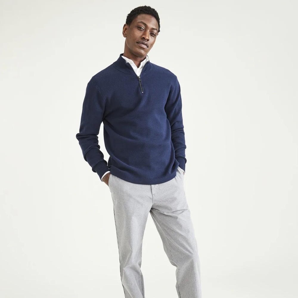 Dockers Regular Fit Quarter Zip Long Sleeve Men’s Pullover Sweater, Men’s Sz L